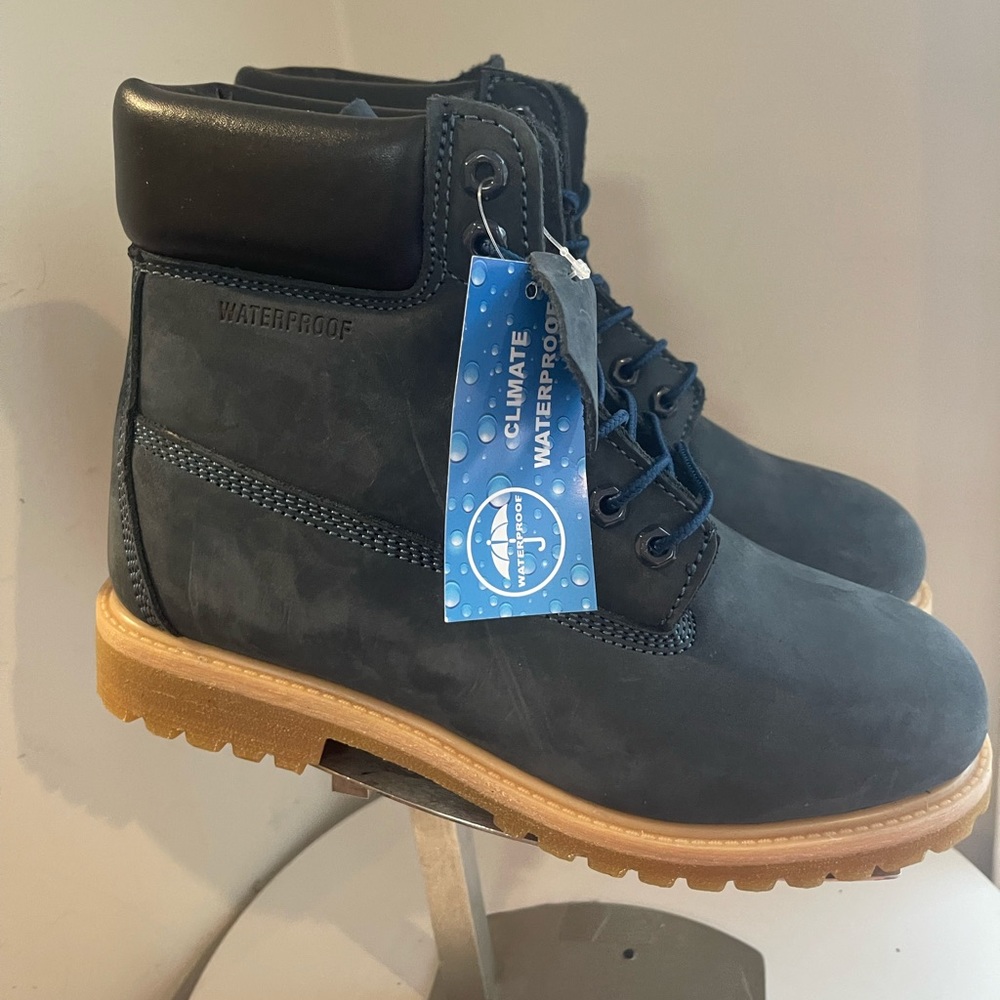Waterproof Men's 6 Inch Tall Blue Nubuck Leather Boots NEW - Picture 9 of 10